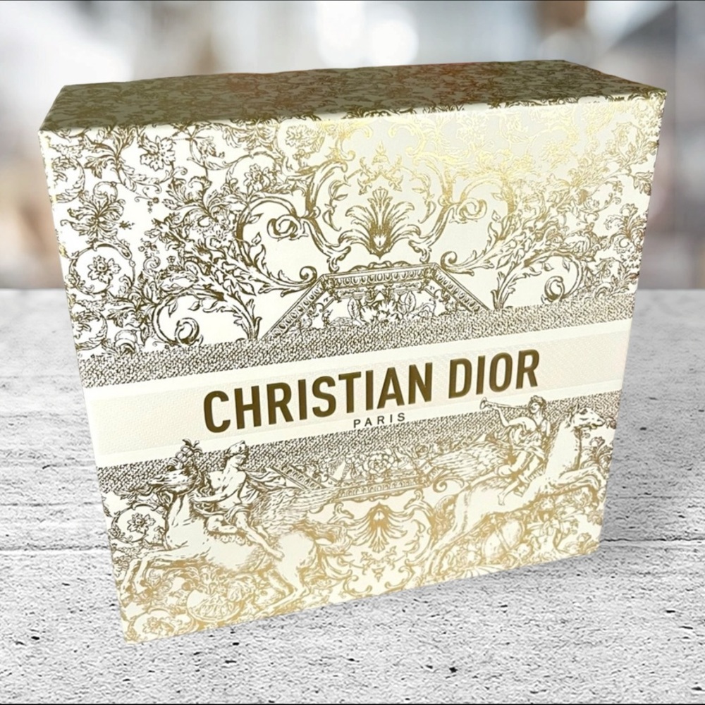 Christian Dior Box Gold and Cream/White New Condition with Dior Tissue Strands
